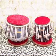 Tabla - Indian Instrument - 3.5kg Brass Silver Bayan - Professional Set