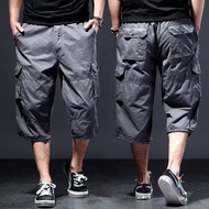 Seluar Lelaki 3Quarter Six Pocket Cargo Pant Kain Tebal Size (28-40) - Black/Khaki/Grey/Olive