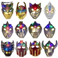 WINDYCAT Halloween Xmas Party Ultraman LED Light Full Face Cover Mask Kids Cosplay Prop