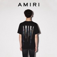 [ส่งของ]Amiri เสื้อยืด ผ้าฝ้าย พิมพ์ลาย สีตัดกัน แฟชั่นฤดูใบไม้ผลิ ฤดูร้อน สําหรับผู้ชาย