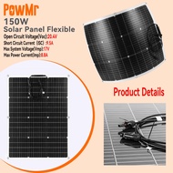 PowMr 150W Flexible Solar Panel Household Charging Panel Monocry stalline Solar Cell  Outdoor Car RV