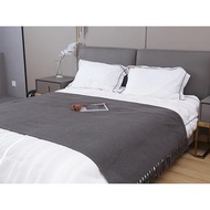 codNordic Knitted Wool Blanket Woven Pattern Hotel Bed Tail Towel Sofa Blanket Nap Bed Cover Travel 