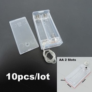 10pcs/lot  1.5v 2 Slot Battery Holder Box Case with Switch 3V for DIY wire lead for AA AA Battery  M