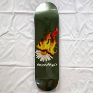 Erased “Burning Flower Green” 8.0” x 31.4” / 8.25” x 31.4” Skateboard Deck