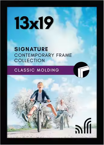 13x19 Shatter-Resistant Glass Picture Frame - Black Gallery-Style Wall Display for Photos
