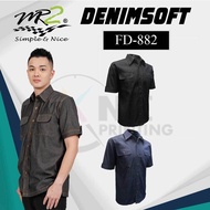 MR2 Corporate Uniform FD882 Denim Short Sleeve Unisex | Baju Korporat Denim Sulam & Printing