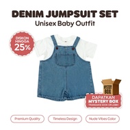 Baby Denim Jumpsuit Set - Baby Denim Jumpsuit - Basic Tshirt Jeans Vest