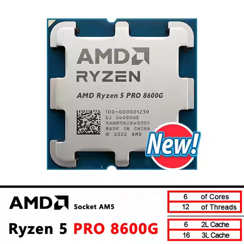 PRO 8600G AMD Ryzen 5 PRO 8600G New 6-Core 4.3 GHz Socket AM5 65W AMD Radeon 760M CPU Processor Sock