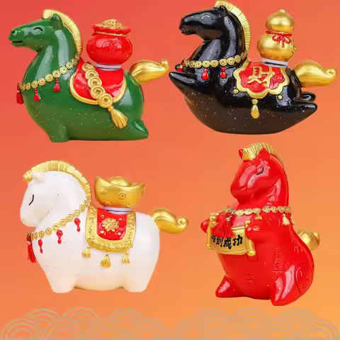 2026 Chinese New Year Resin Figurine Miniature Horse Year Mascot Exquisite Rotatable Zodiac Horse Be