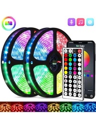 Led 燈帶,usb Rgb 5050 絲帶,同步變色發光 Led 燈串,44 鍵遙控器 24 鍵 App 控制,裝飾夜燈,適合家庭、臥室、派對、節日