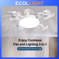 [COD] E27 Ceiling Fan 3/4/5 Heads Invisible Remote Control Fan Light 2 IN 1 LED Ceiling Fan With Rem