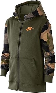 Boy's Sportswear Camo Club Full-Zip Hoodie BV4496-222 (L, Green Camo)