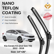 Kia Cerato K3  (2nd Gen YD) 2012 - 2018 Premium Japan Tech Car Wiper Accessories 14”+26” Universal H