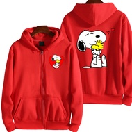Women Zipper Hoodie Snoopy Heart Cartoon Anime Spring Autumn Men Oversized Sweatshirt 2024 New Casua