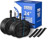 Corki Cycles 24” Bike Tube,Fits Tire Sizes 24” x 1.75 1.95 2.0 2.1 2.125 2.25 2.3 2.35 2.4 - Butyl R