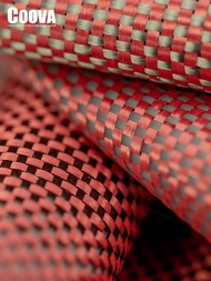 F205 COOVA 3K 240G Kevlar สีแดงและผ้าคาร์บอนไฟเบอร์ผสมรูปแบบธรรมดาผ้าอะรามิดไฮบริดใช้สำหรับตกแต่ง DIY