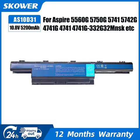 SKOWER AS10D31 Battery for Acer Aspire V3-571G V3-771g 4741 5251 5741 5742 5750 5551G 5560G 5741G 57
