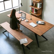 Reading Table Creative Table Library Solid Wood Long Table Chair Desk loft Work Designer Nordic Iron