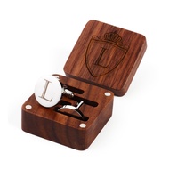 Mens Initial Silver Cufflinks A-Z Alphabet Letter Steel Cuff Links with Engraved Walnut Wood Box Gro
