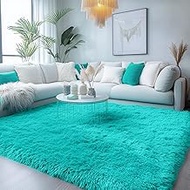 PAGISOFE Blue Fluffy Shag Area Rugs for Bedroom 5x7, Soft Fuzzy Shaggy Rugs for Living Room Carpet N