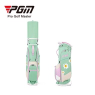 กระเป๋ากอล์ฟผู้หญิงลายดอกเดซี่ สีเขียวแถบชมพู ขนาด 5 ช่อง ถุงกอล์ฟขาตั้ง PGM Daisy Golf Bag (QB188) 