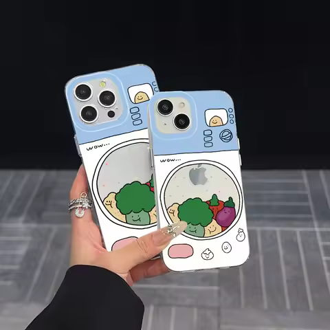 Cartoon Vegetables Clear Space Phone Case for Vivo T1 V15 V23 V23E V25 V27 V29 V29E V30E V40 5G Pro 