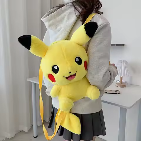 Pokemon Cute Backpack Kawaii Japanese Style Plush Bag Genger Mimikyu Eevee Snorlax Backpack Schoolba