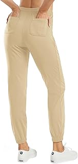 Golf Pants for Women Lightweight Travel Causal Pants with Pockets(Light Khaki, M, 30")