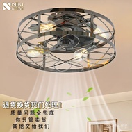 Fan Fan Hall Fan Light Integrated Light with Three Colors Bedroom Light Iron Retro Ceiling Fan Light