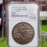 koin perak kuno indonesia Rp 5000 orang utan tahun 1974