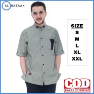 Shirt Men's Short Sleeve Plain Shirt in Sage Green