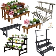 [SG SELLER] Plant Rack Plant Stand Wooden Stainless Steel Flower Plant Rack Multi Layer Indoor Outdo