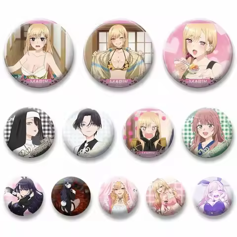 M-My Dress-Up Darling Anime Soft Button Pin Gojo Wakana Marin Kitakawa Badge Bag Hat Decor Jewelry B