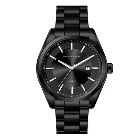 2025 New Men Watch Black Stainless Steel Business Style Hannah Martin Brand Original Japanese Moveme