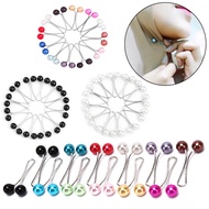 12pcs Multicolor Headscarf Pearl Pins Clips U Shape Hijab Scarf Lady Muslim Scarf Shawl Clips Scarf 