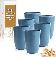 BUSOKIP Drinking Glasses Wheat Straw Cups Alternative to Plastic Cups 16 OZ - Unbreakable Cup Set of