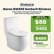 [CLIMATE VOUCHER $300] Baron BW898 Gerberit Rimless Toilet Bowl Tornado Flushing with Urea Soft Clos