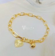 [VJ]Cop916 Bracelet "Paper Clip" S Hook 999.9 Gold Plated L:13cm - 18cm Bracelet <Gelang Tangan>