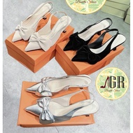 Soft leather bow high heel Sandal with pointed toe 5 cm high - BONITA SHOES G555