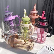 1300ml Sport Water Bottle Milky Tea Cup Portable Lucky Belly Cup Cute Wind Belt Straw Water Bottle f