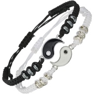 Caiyao Best Friend Bracelets for 2 Matching Yin Yang Adjustable Cord Bracelet for Bff Friendship Rel