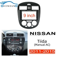 Honxun 9นิ้ว ชุดติดตั้งบนบอร์ด หน้ากากวิทยุ 2din android กรอบวิทยุ สำหรับ Nissan Tiida 2011-2015