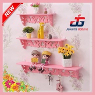 GANTUNGAN NEW Vintage Wall Shelf 1 Set of 3 PINK Colors Available in 5 DAC HangingHOOK - GStore