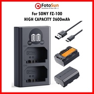 K&F FZ100 battery High Capacity 2600mAh battery combo for Sony A7, A9, A6700, ZVe10ii