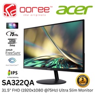 ACER 31.5" SA322QA / SA322Q A FULL HD (1920x1080@75HZ) IPS  LED MONITOR (1MS, INPUT : VGA + HDMI, VE