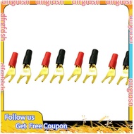 【D&F】8Pcs/4Pairs "Y" "U" Spade Banana Connectors Gold Plated Solderless Fork Speaker Banana Plug Ada