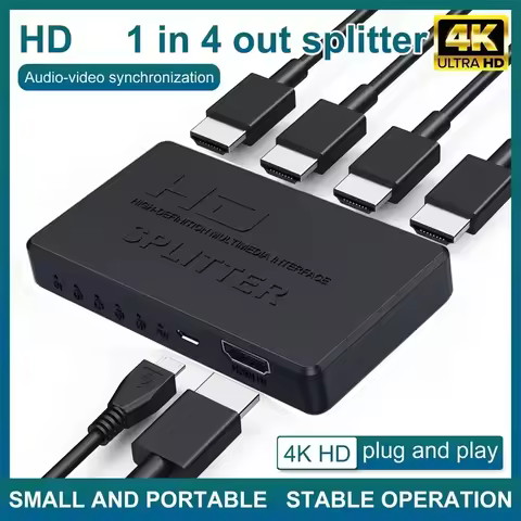 1 in 4 Out HDMI-Compatible Splitter HD 4K Video Switcher Cable Adapter 1x4 Hub For PS4 Laptop Monito