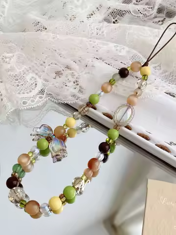 Y2K Summer Sea Breeze Women Cell Phone Charm Strap Hanging Rope DIY Handmade Wrist Keychain Lanyard 