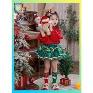 christmas christmas dress kids 2023 Niche Skirt Krismas Kanak-kanak Baru Perangai Gadis Krismas Pakaian Suasana Krismas Pokok Krismas Skirt