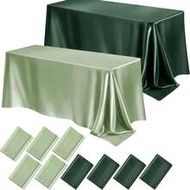 1pc Satin Tablecloth, 145*180cm/145*260cm/145*320cm, Sage Green/Dark Green Solid Color, Satin Surfac